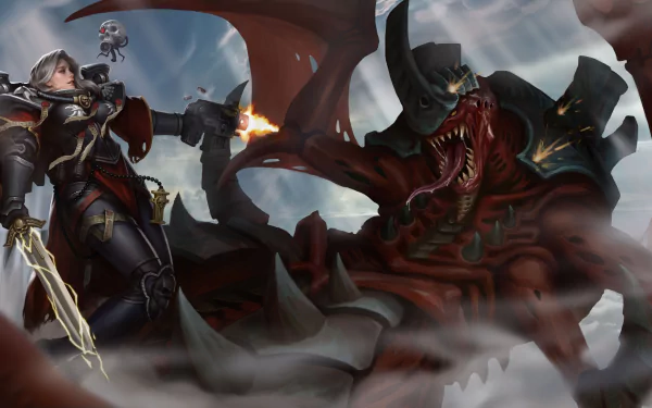 woman warrior Adeptus Sororitas Sister of Battle sword video game Warhammer 40k HD Desktop Wallpaper | Background Image