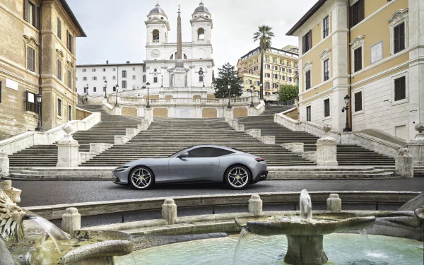 supercar silver car car Ferrari vehicle Ferrari Roma HD Desktop Wallpaper | Background Image