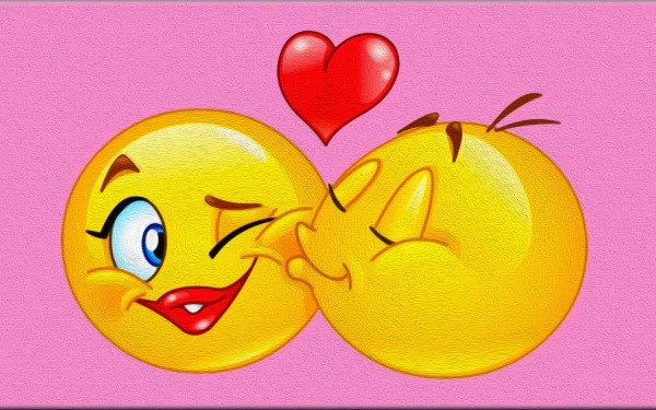  Kissing Emoticons - Fine Oil on Canvas