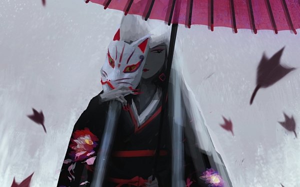 Anime Original Mask Umbrella HD Wallpaper | Background Image
