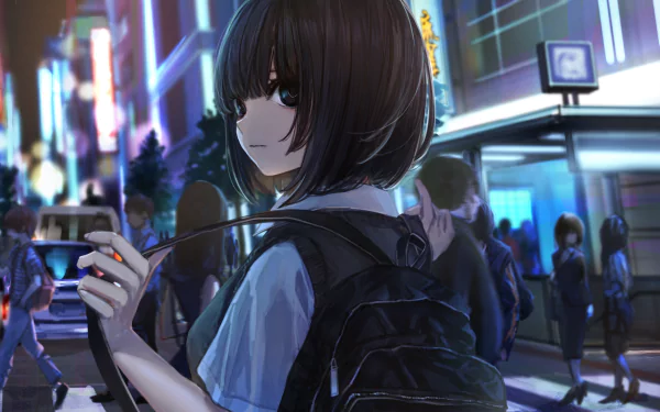 people backpack Anime Original HD Desktop Wallpaper | Background Image