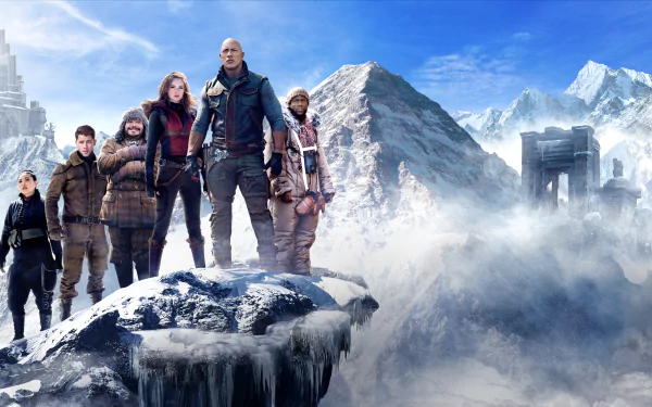Awkwafina Nick Jonas Jack Black Karen Gillan Kevin Hart Dwayne Johnson movie Jumanji: The Next Level HD Desktop Wallpaper | Background Image