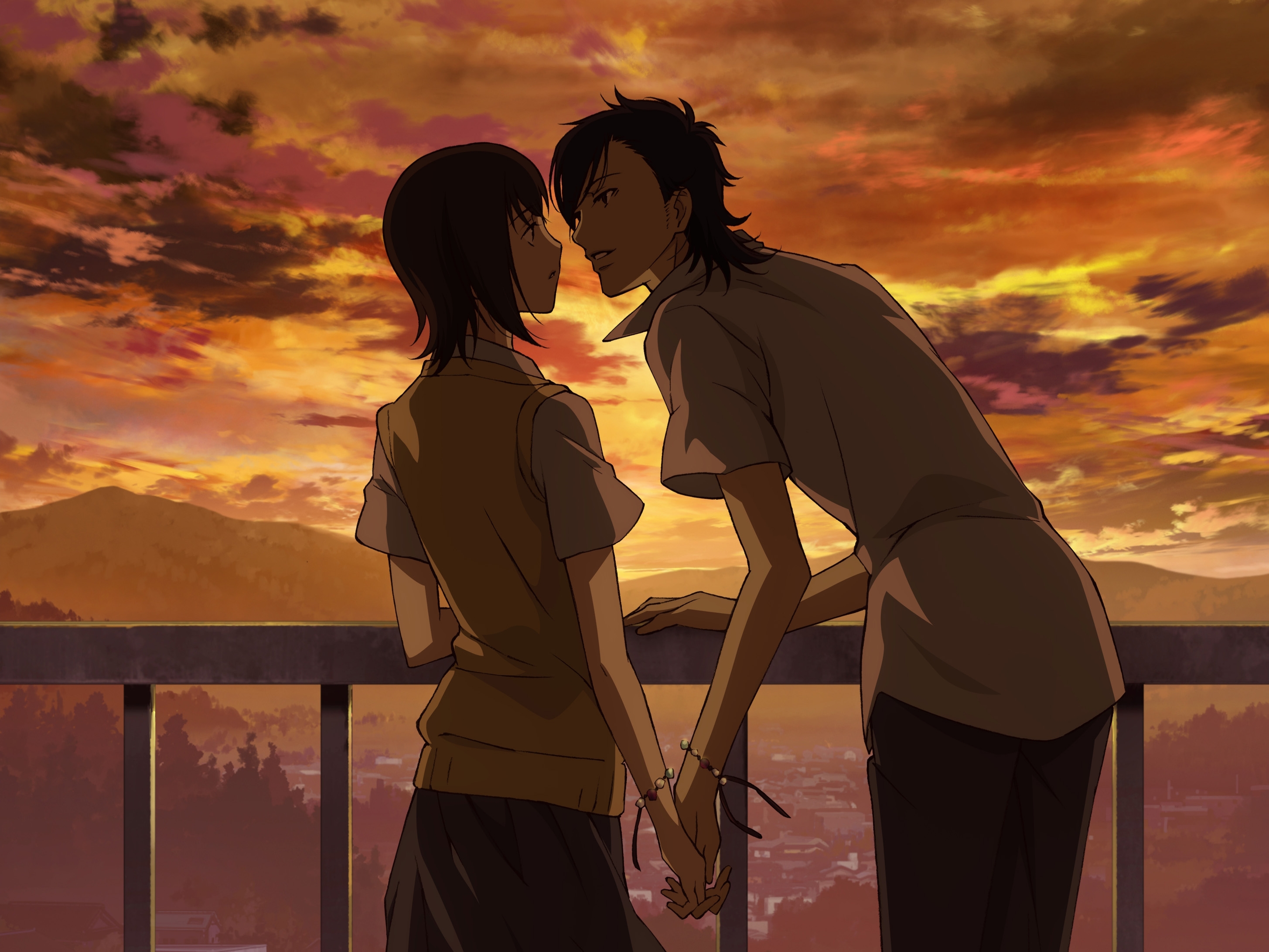 Download Mei Tachibana Yamato Kurosawa Sunset Sky Anime Say I Love You Hd Wallpaper