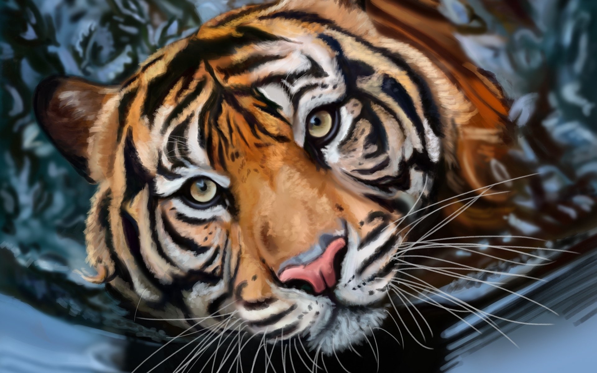 Picture Glass Face Tiger 80x80cm