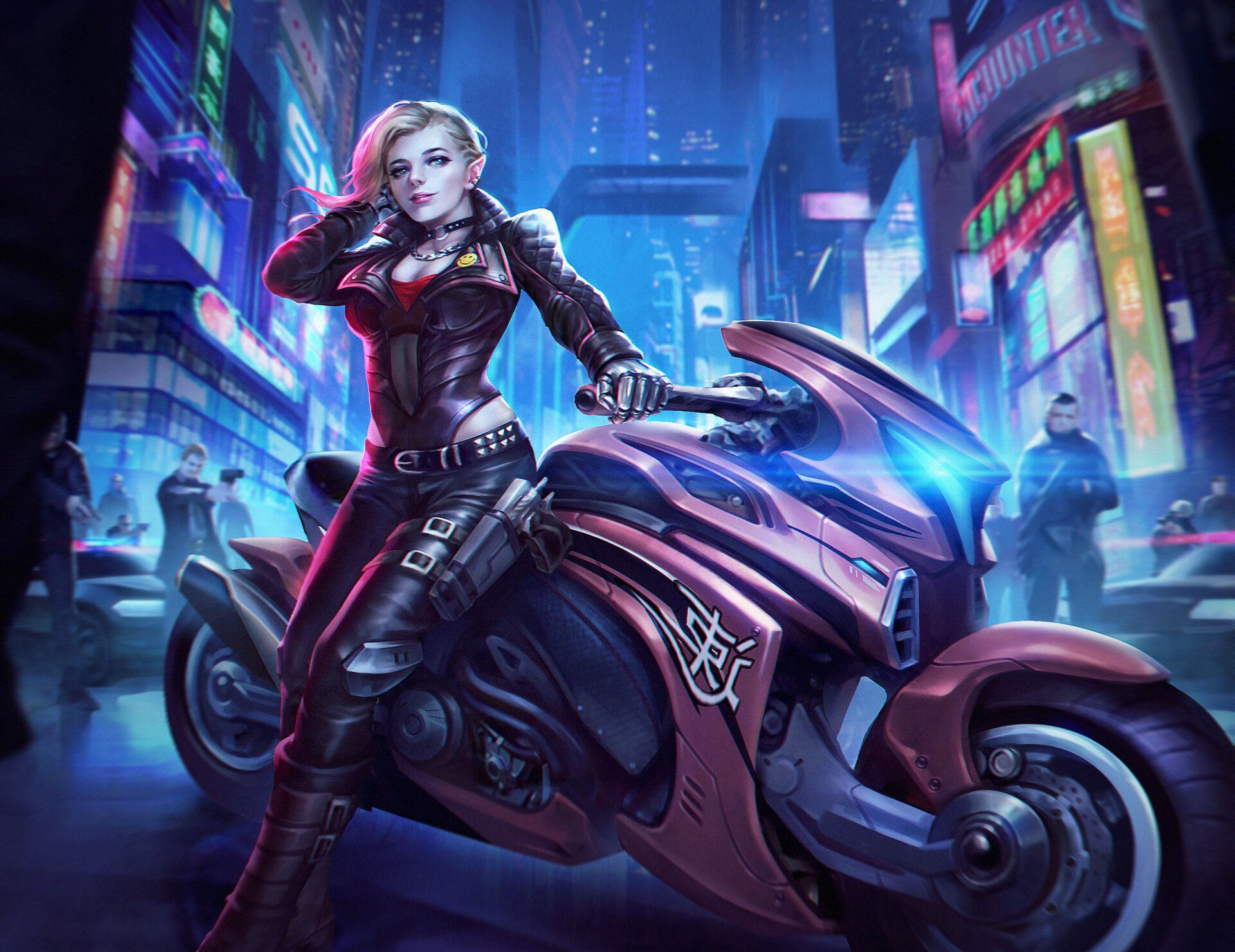 Cyberpunk Rider: Futuristic Sci-Fi Motorcycle HD Wallpaper by Takashi ...