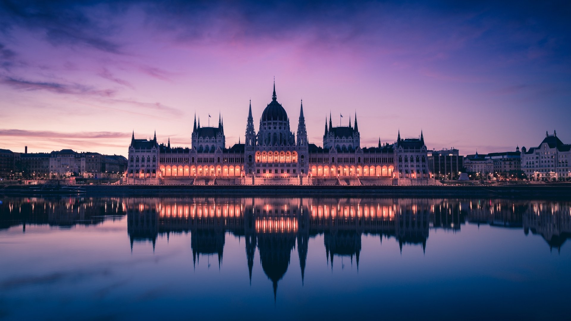 Download Budapest Hungary Building Reflection Dusk Water Sunset Man Made Hungarian Parliament