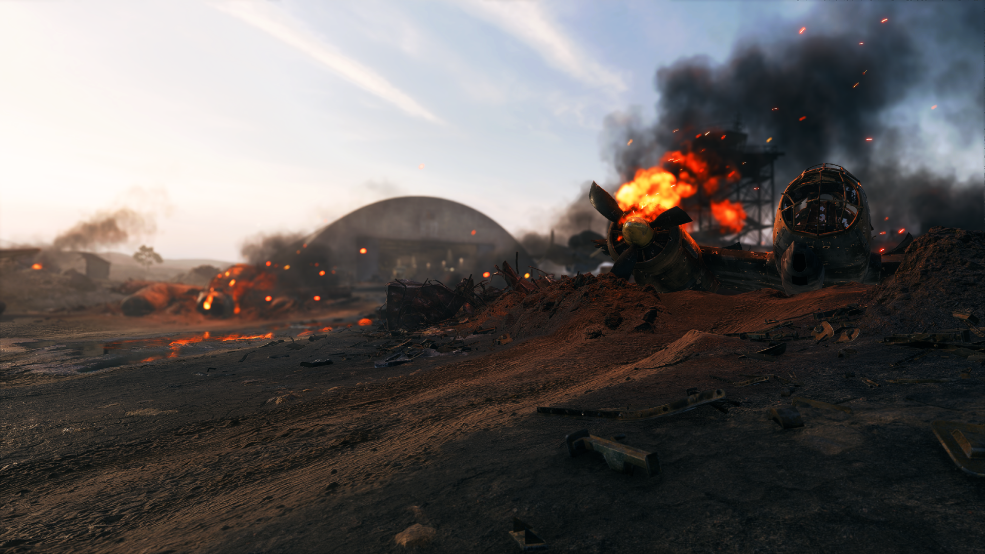 Download Airplane Hangar Video Game Battlefield V HD Wallpaper by FLX-II