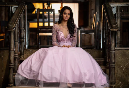 long hair black hair pink dress Bollywood actress Indian model Celebrity Shanvi Srivastava HD Desktop Wallpaper | Background Image