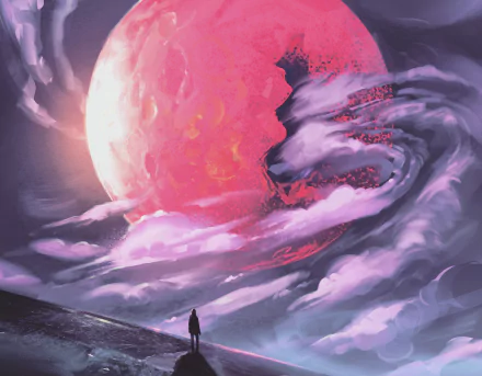  Looking up at a shattered moon by Fedor Barkhatov