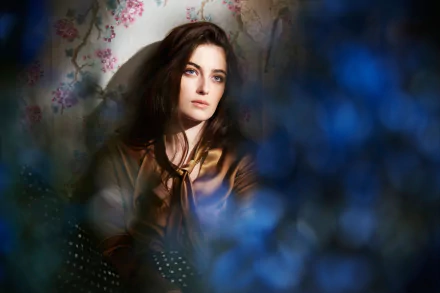 blue eyes brunette British actress woman Millie Brady HD Desktop Wallpaper | Background Image