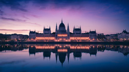 Budapest Hungary building reflection dusk water sunset man made Hungarian Parliament Building HD Desktop Wallpaper | Background Image