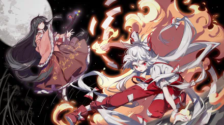 Fujiwara no Mokou Kaguya Houraisan Anime Touhou HD Desktop Wallpaper | Background Image