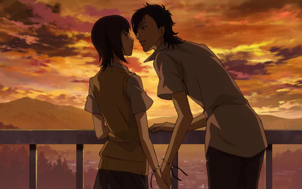Mei Tachibana Yamato Kurosawa sunset sky Anime Say 'I Love You' anime sunset Sky Anime HD Desktop Wallpaper | Background Image