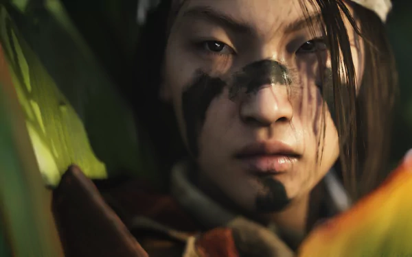 Close-up of a character with war paint from Battlefield V, shown in vivid 4K Ultra HD detail, designed as a PC desktop wallpaper and background.