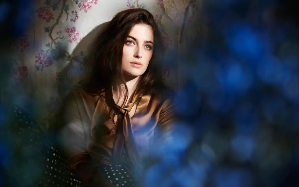 blue eyes brunette British actress woman Millie Brady HD Desktop Wallpaper | Background Image