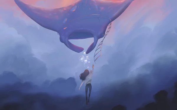 manta ray underwater fantasy woman HD Desktop Wallpaper | Background Image