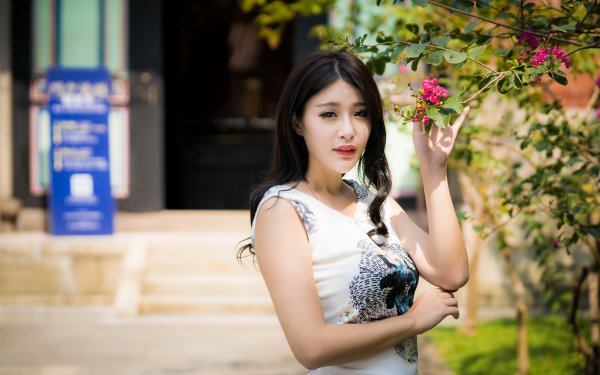 Women Asian Model Depth Of Field Black Hair HD Wallpaper | Background Image