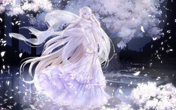 Anime Original White Hair Long Hair Dress White Dress HD Wallpaper | Background Image