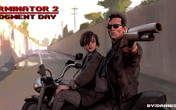 John Connor Edward Furlong Arnold Schwarzenegger Terminator movie Terminator 2: Judgment Day HD Desktop Wallpaper | Background Image