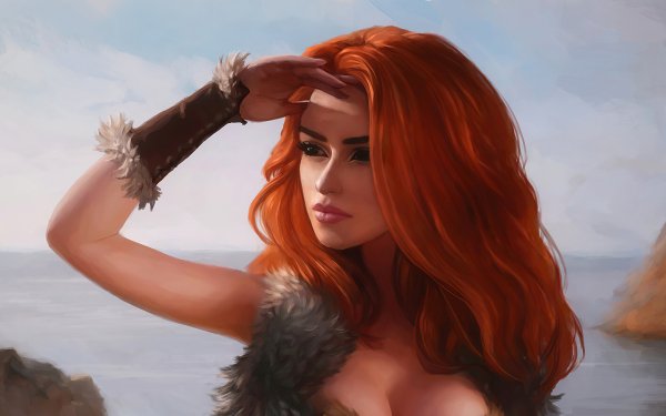 Fantasy Women Warrior Barbarian Woman Warrior Orange Hair HD Wallpaper | Background Image
