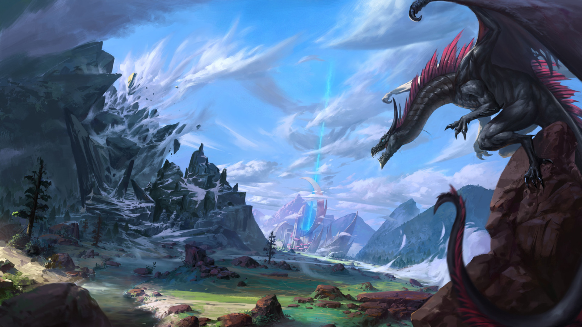 fantasy art dragon landscape