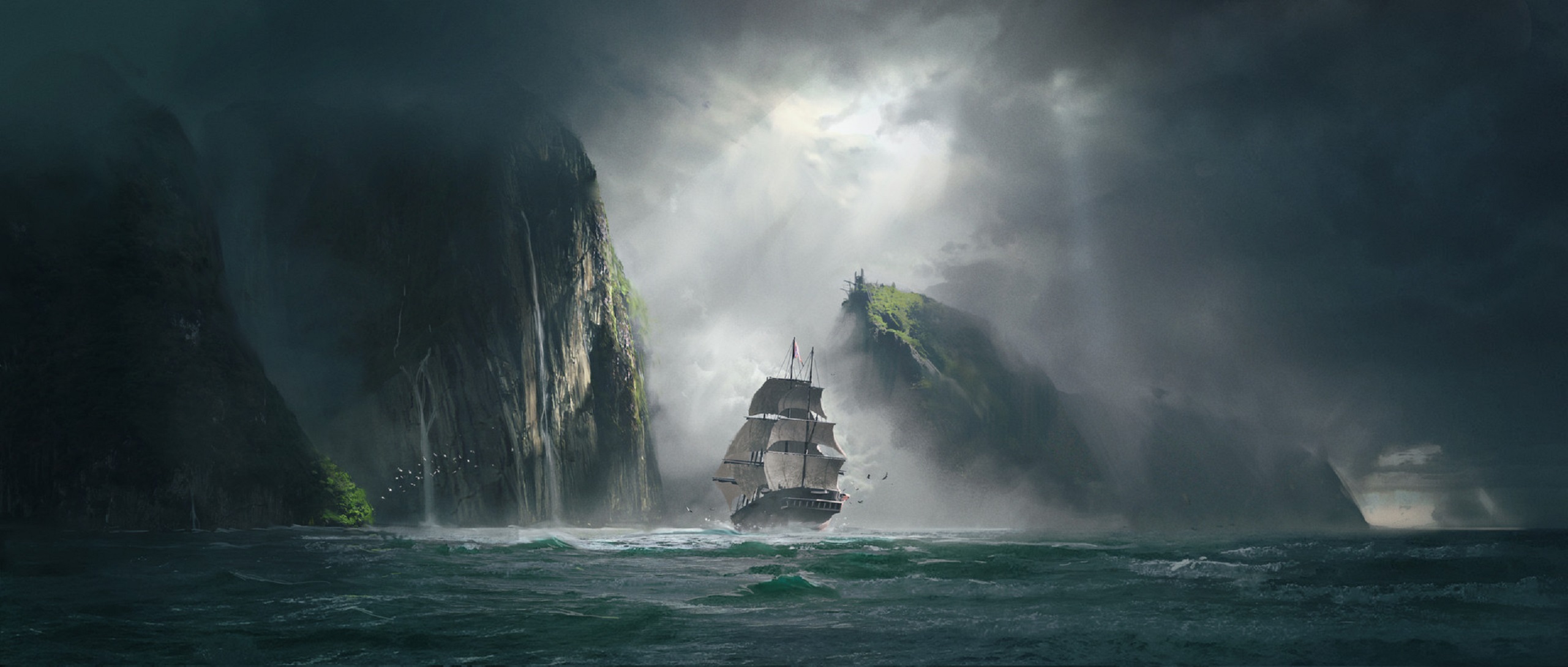 Sailing Ship on Stormy Sea