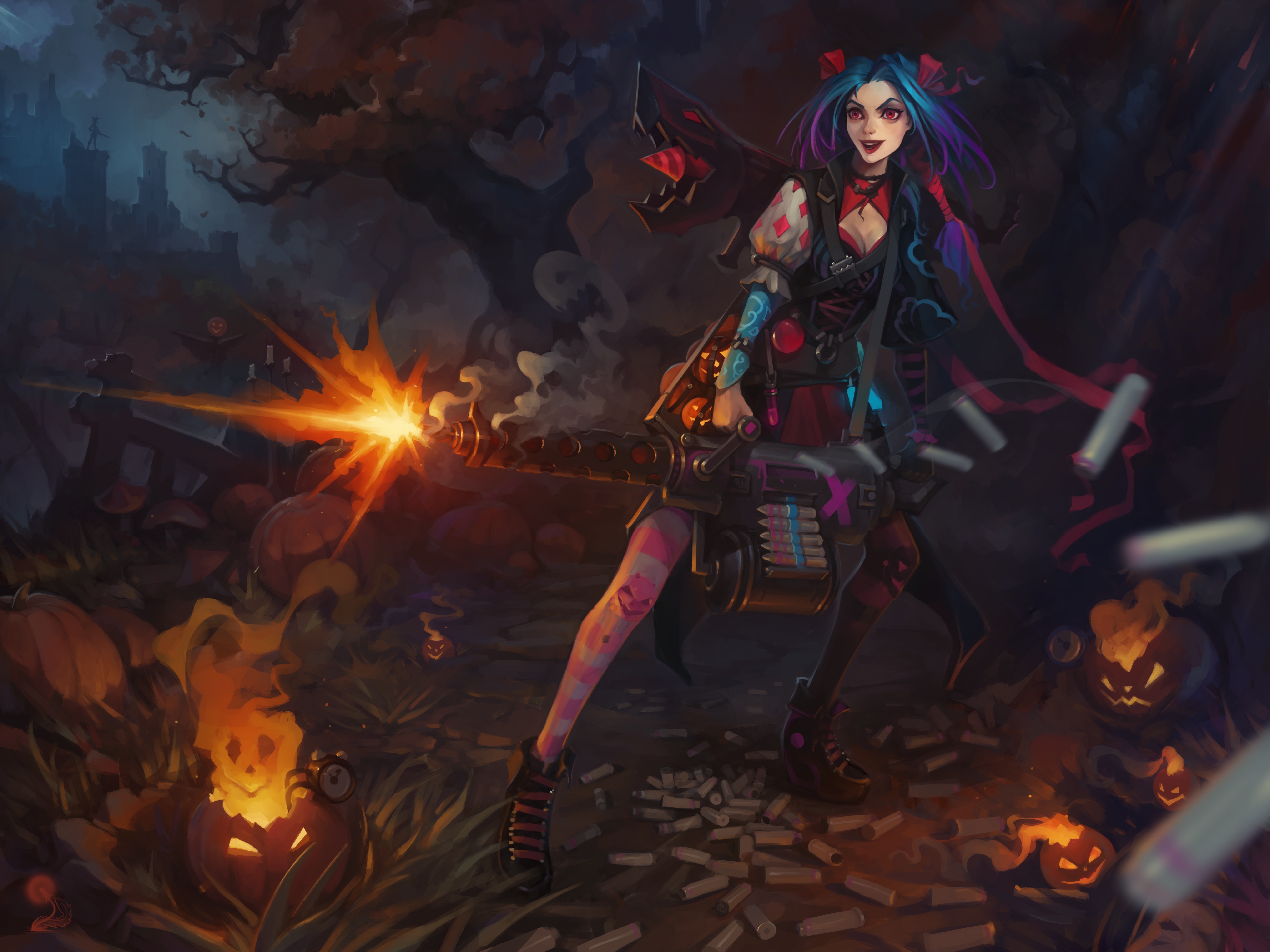 Download Blue Hair Weapon Woman Warrior Jinx League Of Legends Halloween Video Game League Of