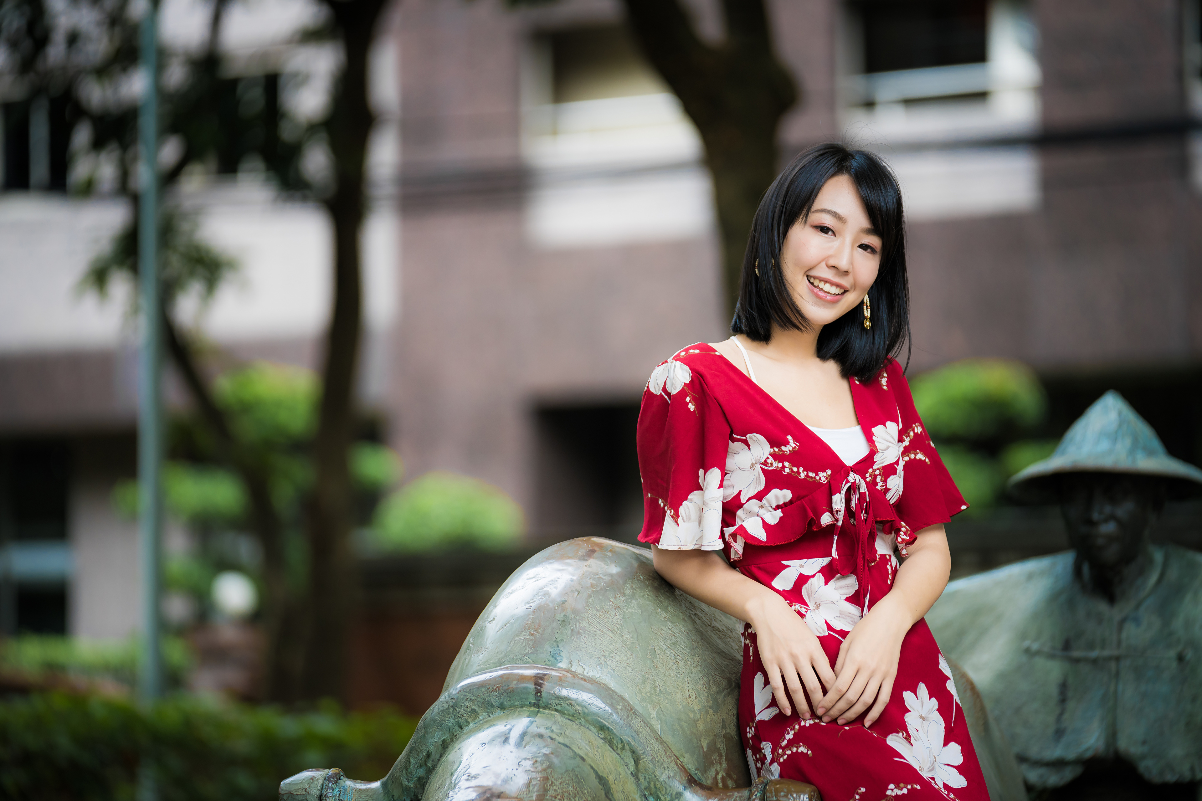 Download Smile Black Hair Dress Depth Of Field Brown Eyes Model Woman