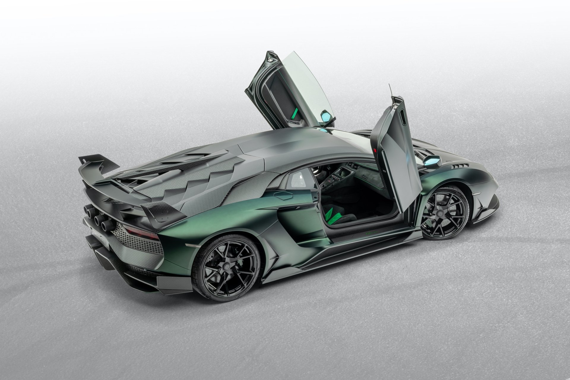 Download Lamborghini Aventador SVJ Green Car Supercar Car Lamborghini Lamborghini Aventador Vehicle Mansory Cabrera 4k Ultra HD Wallpaper