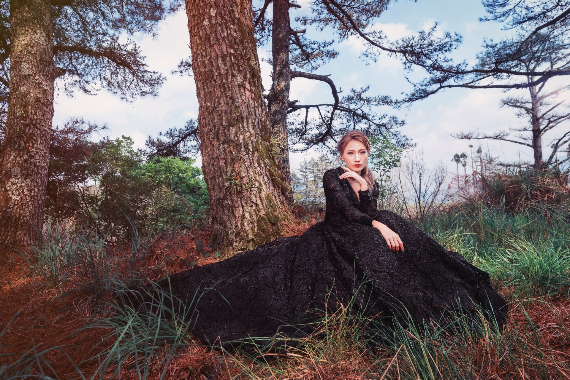 Download Black Dress Lipstick Model Woman Asian 4k Ultra HD Wallpaper