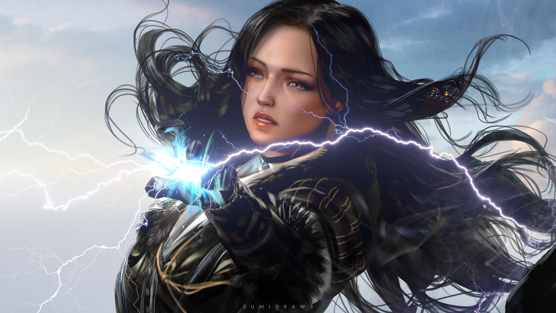 Yennefer of Vengerberg unleashing magic, depicted in a 4K Ultra HD PC desktop wallpaper from the video game The Witcher 3: Wild Hunt.