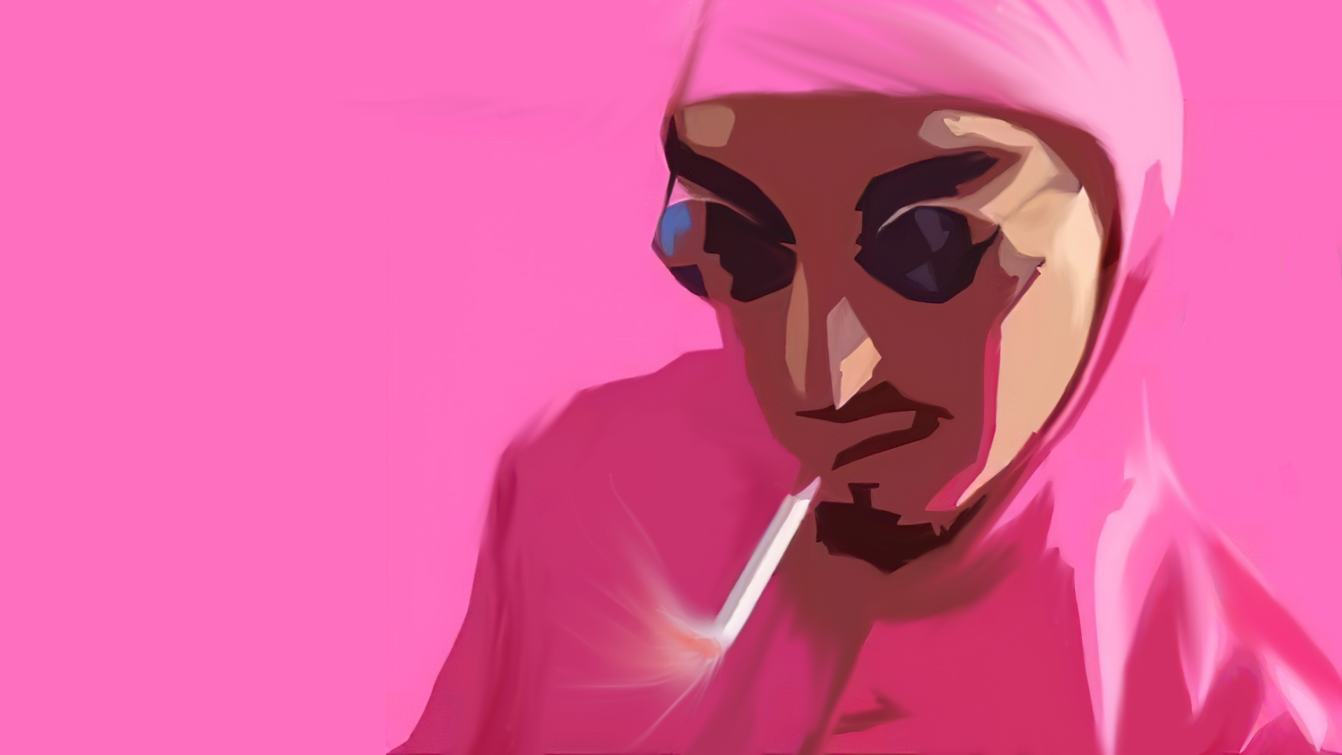 Pink Guy Smoking Cigarette HD Wallpaper | Background Image | 1920x1080