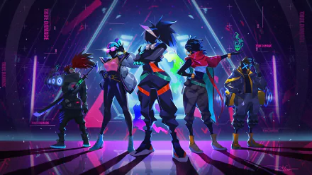 A vibrant HD wallpaper featuring Yasuo, Senna, Qiyana, Ekko, and Akali from League of Legends, set against a dynamic, neon-lit background.