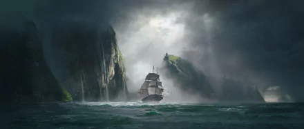 Sailing Ship on Stormy Sea