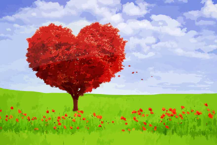 heart-shaped artistic tree HD Desktop Wallpaper | Background Image