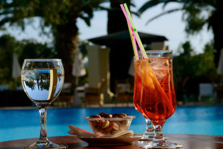  Red Cocktail and Nuts at a Bar in the Mediterranean by G37G