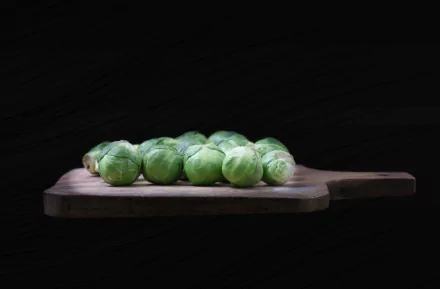  Brussels Sprouts on a Chopping Board by ktryna