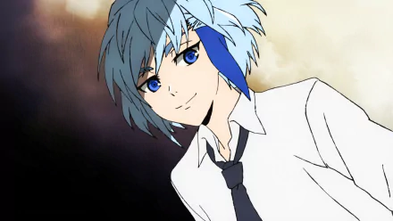 HD anime desktop wallpaper featuring Khun Aguero Agnis from Tower of God with silver hair, blue eyes, and a white shirt against a dark gradient background.