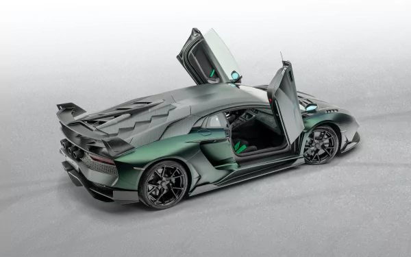 Lamborghini Aventador SVJ green car supercar car Lamborghini Lamborghini Aventador vehicle Mansory Cabrera HD Desktop Wallpaper | Background Image