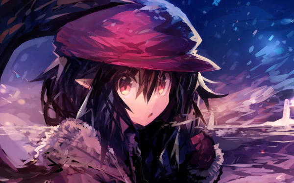 HD PC desktop wallpaper featuring Aya Shameimaru from the Touhou anime, depicted with vivid colors and a dynamic nighttime background.