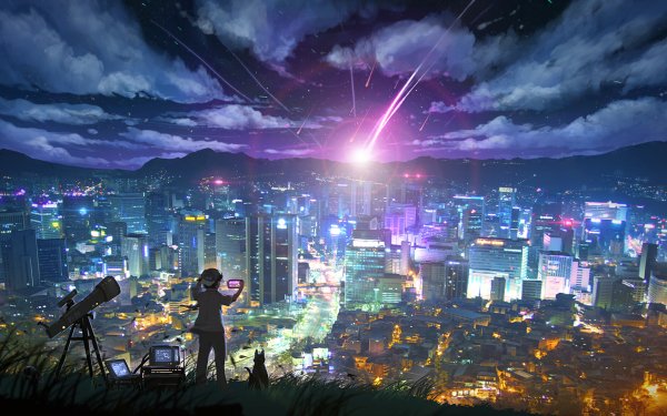 Sci Fi City Building Cityscape Cat Telescope HD Wallpaper | Background Image