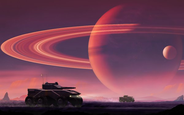 Sci Fi Vehicle Exploration Landscape Planetary Ring Planet HD Wallpaper | Background Image