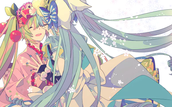 Yuki Miku Sakura Miku Anime Vocaloid HD Desktop Wallpaper | Background Image