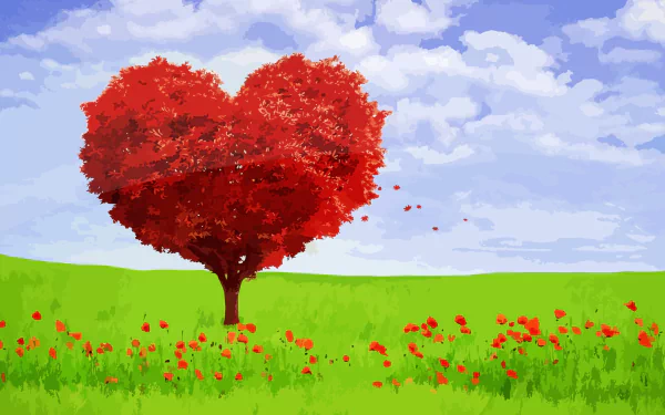 heart-shaped artistic tree HD Desktop Wallpaper | Background Image