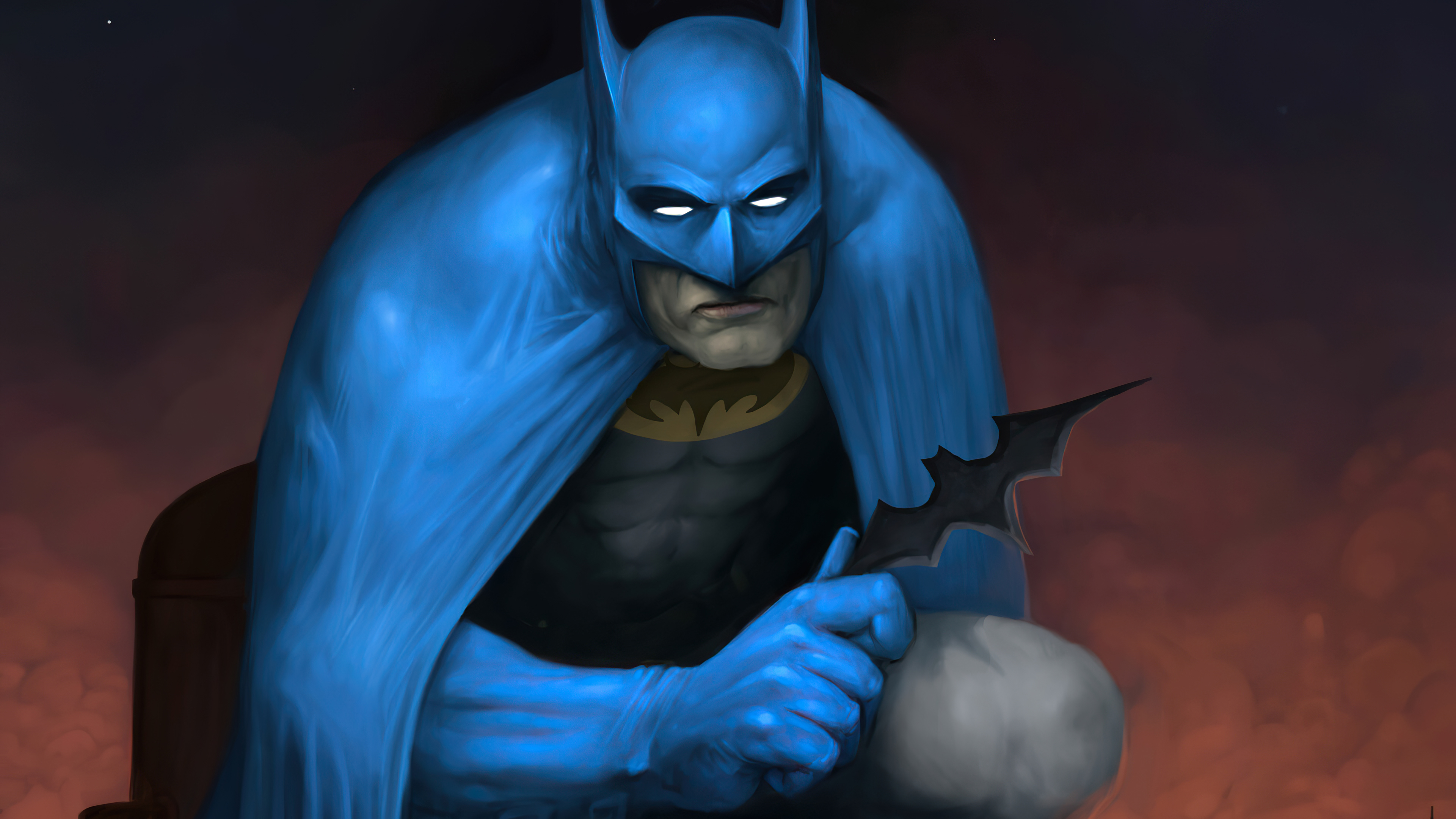Batman With Blue Cape And Batarang 4k Ultra Hd Wallpaper Sfondo 3840x2160 Id 1080987 Wallpaper Abyss