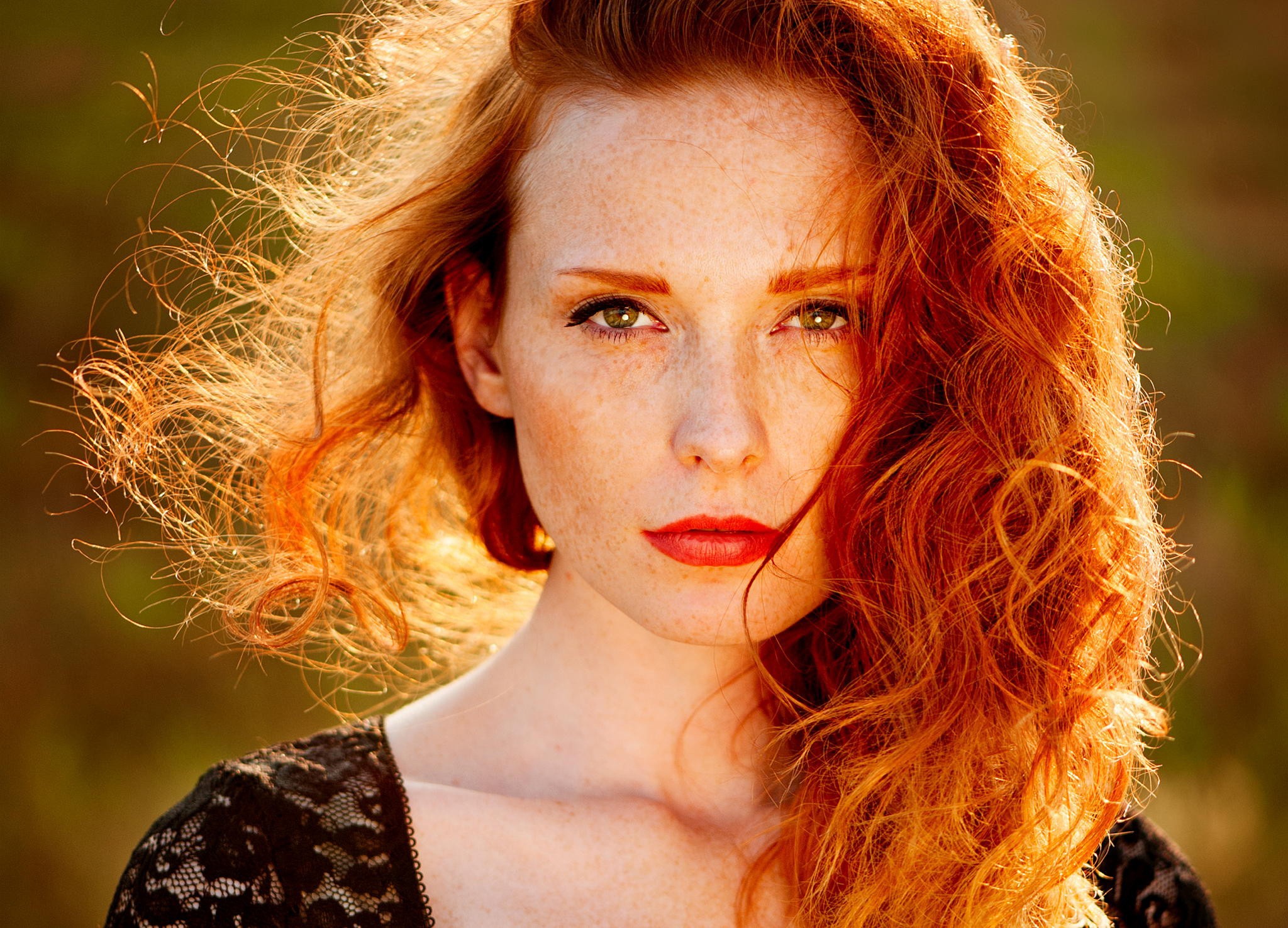 Download Redhead Freckles Lipstick Face Woman Model Hd Wallpaper By Ann Nevreva