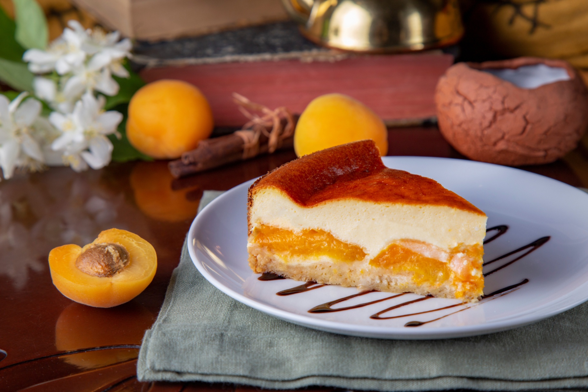 Download Still Life Dessert Baking Apricot Food Cheesecake HD Wallpaper