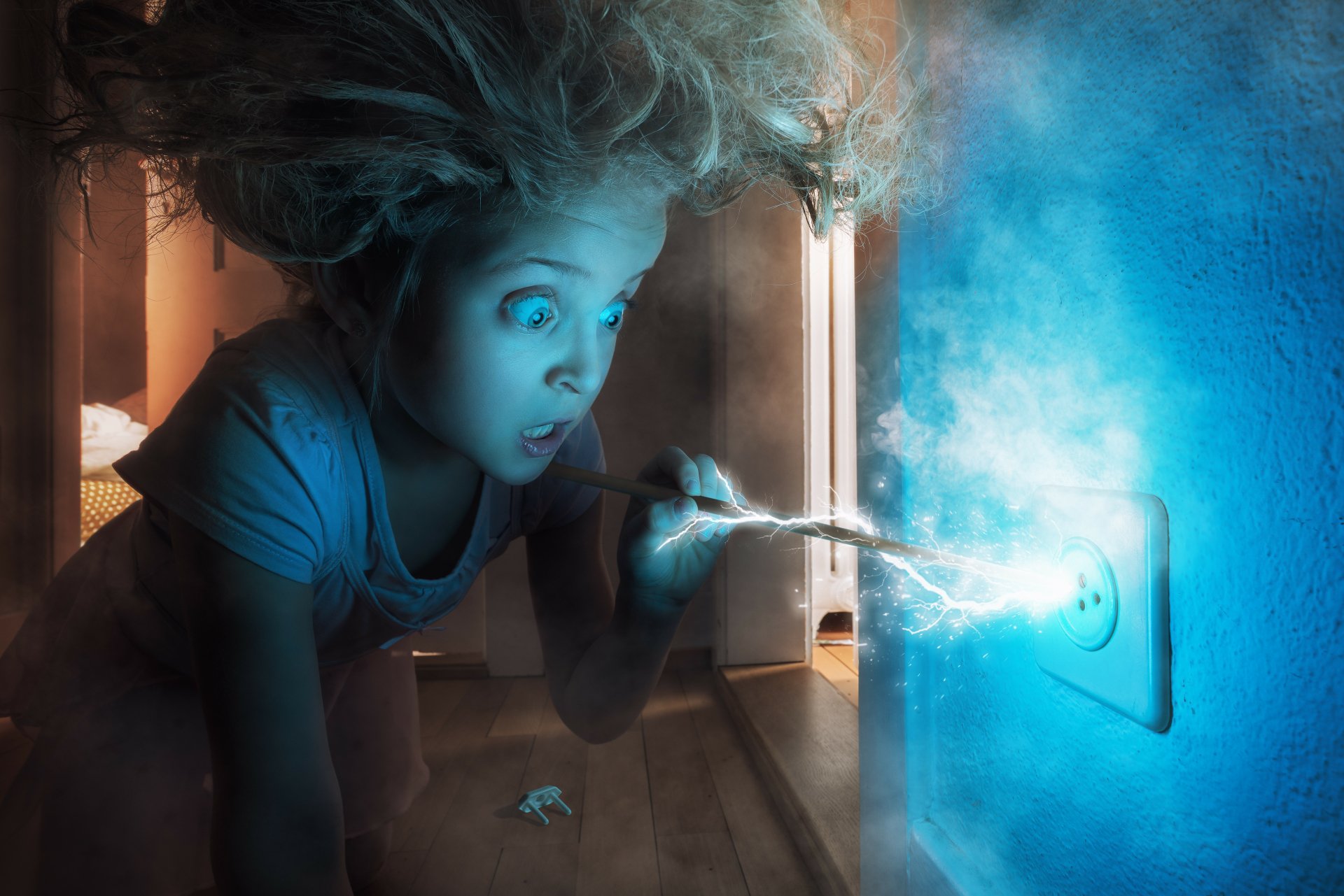 Download Hair Little Girl Electricity Artistic Child 4k Ultra HD Wallpaper