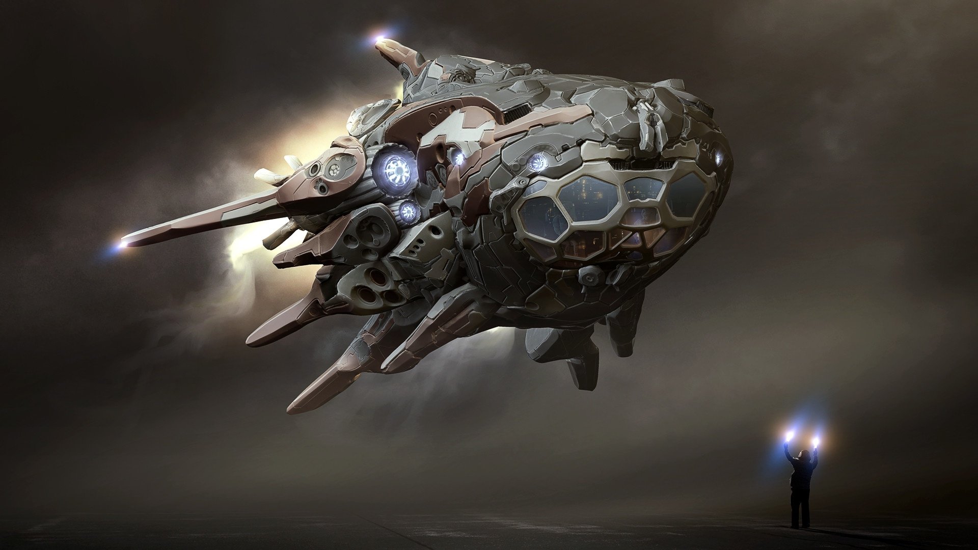 Download Sci Fi Spaceship HD Wallpaper by Michal Kwolek