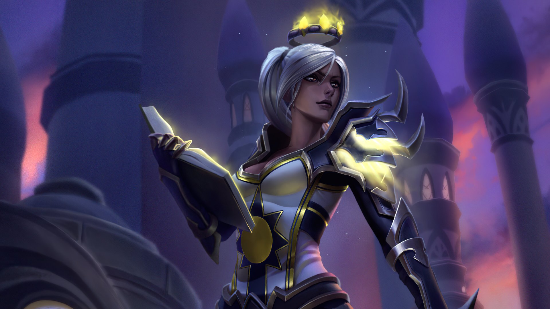 Download Book Ponytail White Hair Fantasy Sorceress 4k Ultra HD Wallpaper by Fanfoxy